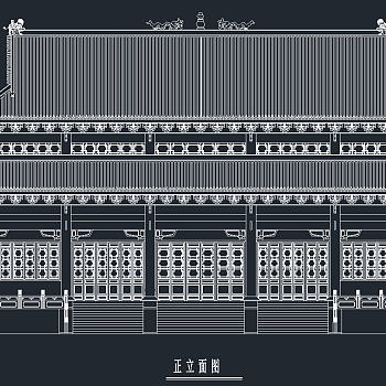 仿古建筑大殿建施CAD图纸，大殿建筑CAD施工图纸下载