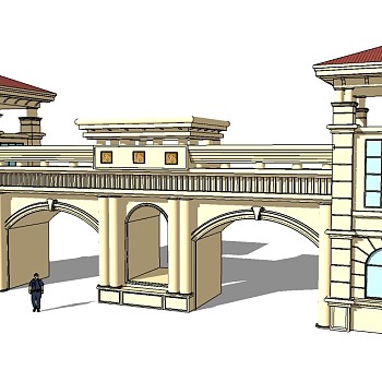 欧式入口大门skb模型分享，入口大门草图大师模型下载