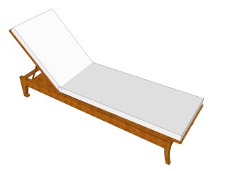 现代白色躺椅草图大师模型，沙滩椅su模型下载