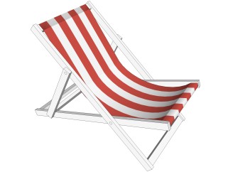 现代折叠红白条纹躺椅su模型，椅子草图大师模型下载