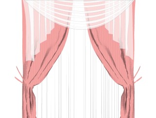 现代布艺窗帘草图大师模型，窗帘su模型下载