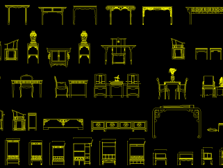 原创新款中式家具雕花构件CAD图库总汇，中式家具雕花构件设计图纸下载