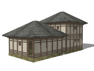 日式乡村住宅草图大师模型，乡村住宅sketchup模型免费下载