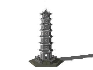 中式佛塔草图大师模型，sketchup模型免费下载