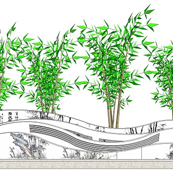 新中式文化景观墙草图大师模型，文化景观墙sketchup模型免费下载