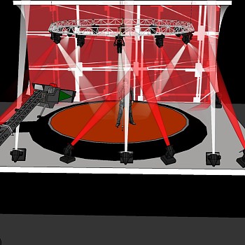 现代圆环形舞台草图大师模型，舞台skb模型分享