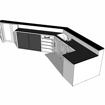 现代吧台免费su模型，吧台草图大师模型下载