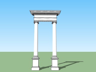 希腊爱奥尼克罗马柱门柱模型，门柱sketchup模型下载