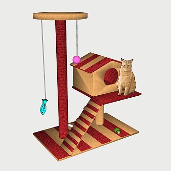  现代爬猫架草图大师模型，爬猫架sketchup模型下载