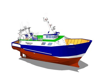 现代大型渔船skp模型，货船sketchup模型下载
