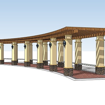 欧式廊架草图大师模型，廊架sketchup模型下载