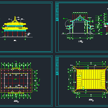 古建筑宫殿殿阁CAD施工图，宋朝古建筑施工图纸下载