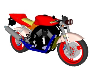 现代摩托车sketchup模型，摩托车草图大师模型下载