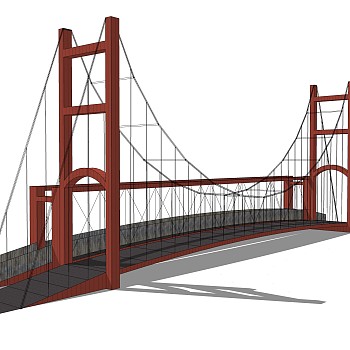 悬索桥设计草图大师模型下载，sketchup悬索桥su模型分享