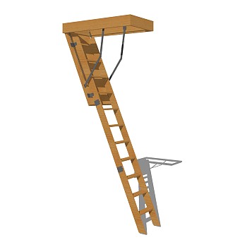 现代实木折叠楼梯草图大师模型，实木折叠楼梯sketchup模型免费下载