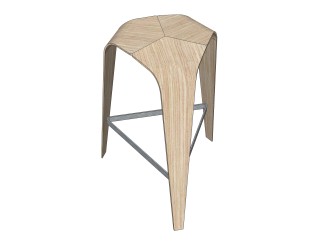 现代实木吧椅草图大师模型，固定吧椅sketchup模型下载
