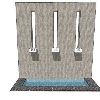 现代景观墙skp文件下载，景观墙SU模型