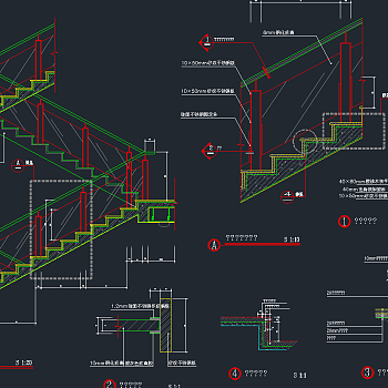 原创楼梯踏步全套详细的CAD图库，楼梯踏步CAD图纸下载