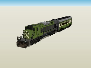 工业风蒸汽火车草图大师模型，火车sketchup模型
