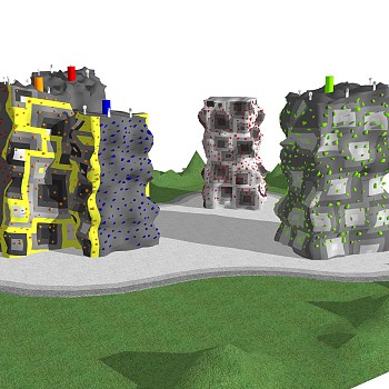 现代攀岩墙SU模型，攀岩墙SKB文件下载