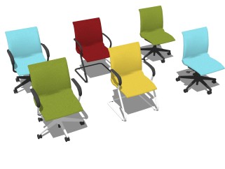 现代简约办公椅组合skb文件，办公椅su模型下载