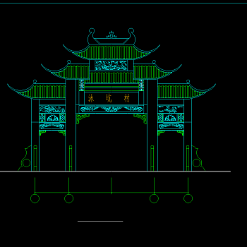 古典牌楼施工图，牌楼CAD建筑图纸下载