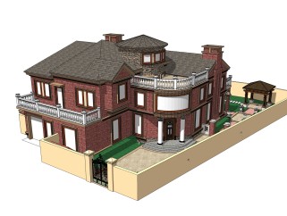 欧式别墅su模型，别墅sketchup模型下载