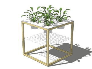  现代植物盆栽 SU模型，植物盆栽 草图大师模型下载