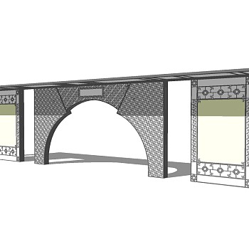 新中式廊架草图大师模型， 廊架sketchup模型下载