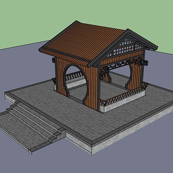  中式凉亭SU模型免费下载，亭子skb模型文件下载