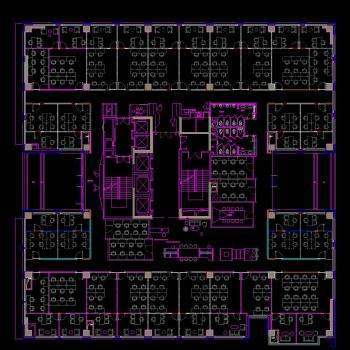 现代简约办公室施工图，办公室cad工程图下载