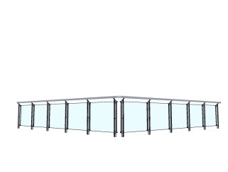 现代玻璃阳台栏杆su模型下载、玻璃阳台栏杆草图大师模型下载