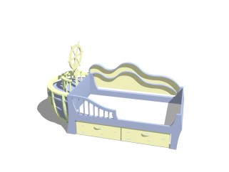 现代单人儿童床草图大师模型，儿童床sketchup模型下载