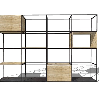 现代镂空隔断书架草图大师模型，书柜效果图su模型下载