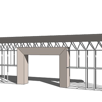 现代大门入口su模型下载、入口大门草图大师模型下载
