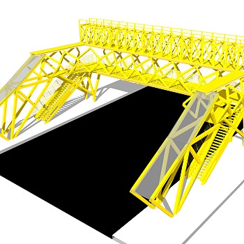现代人行天桥草图大师模型，人行天桥sketchup模型免费下载