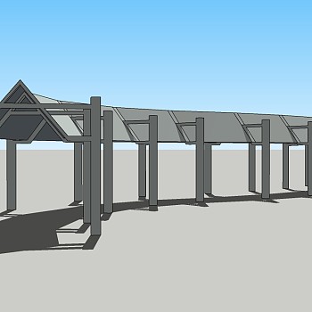 现代弧形廊架草图大师模型，弧形廊架sketchup模型下载
