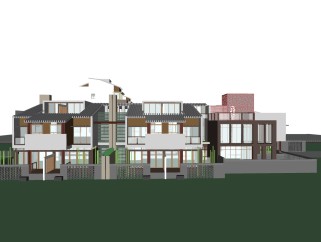 现代别墅外观草图大师模型，别墅外观sketchup模型免费下载