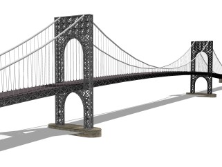 悬索桥设计草图大师模型下载，sketchup悬索桥su模型分享