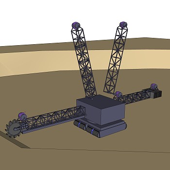 现代斗轮堆取料机草图大师模型，斗轮取料机su模型下载