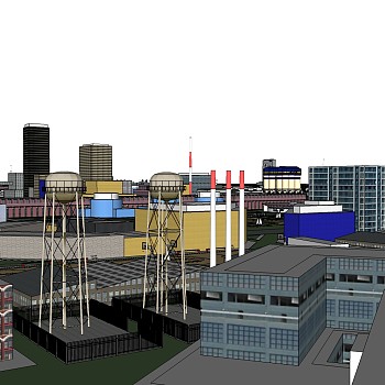 现代城市规划设计免费su模型下载、城市规划草图大师模型下载