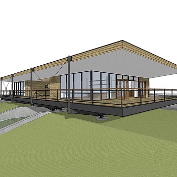 现代度假别墅草图大师模型，sketchup别墅su模型下载