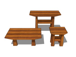 日式单椅skb模型分享，长板凳SU模型下载