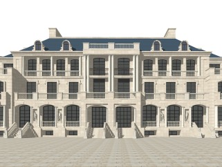 法式酒店草图大师模型，酒店sketchup模型免费下载