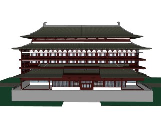 唐朝建筑SU模型，唐朝建筑SKP模型下载