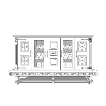 欧式边柜草图大师模型，边柜SKP模型下载