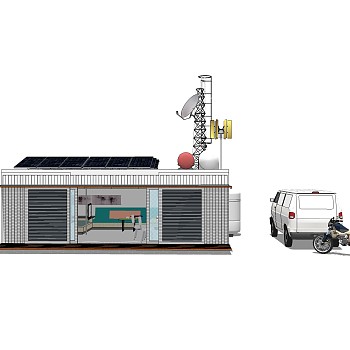 现代集装箱改造房sketchup模型，集装箱房屋草图大师模型下载