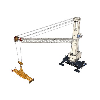 现代港口移动式起重机su模型下载，起重机草图大师模型