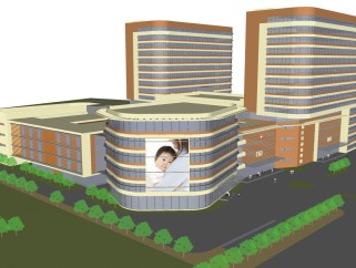 现代城市医院草图大师模型，医院sketchup模型下载