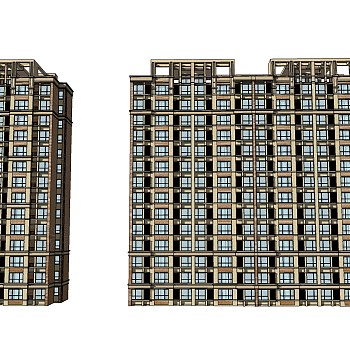 欧式高层公寓sketchup模型，公寓草图大师模型下载